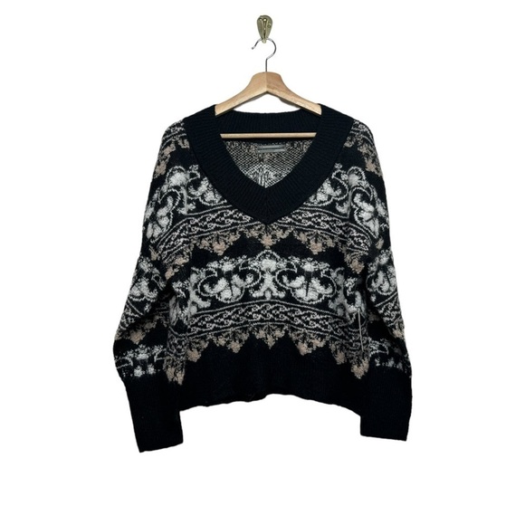 NWT ANTHROPOLOGIE Textured V-Neck Sweater Black XS - Picture 6 of 12